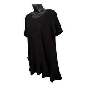 LOGO Black Women's Short-Sleeve Ruffle Hem Top Size L